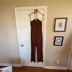 Brown Halter Jumpsuit
